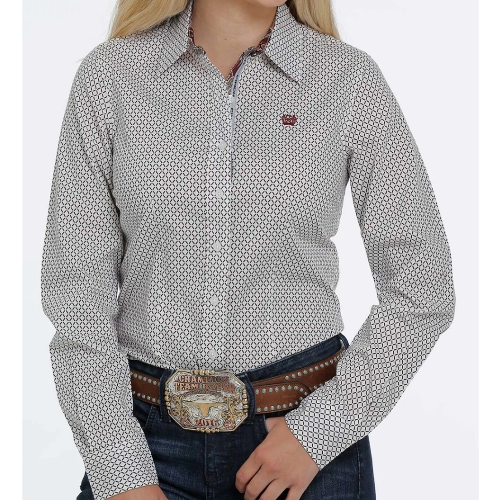 Women's Cinch Western Patterned Shirt with Paisley Cuffs - Picture 3 of 10